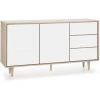 VS VENTA-STOCK Buffet Denia De 2 Portes Et 3 Tiroirs Couleur Chêne/Blanc, 140cm (Largeur) 40cm(Profondeur) 76cm (Hauteur) - CHÊNE/BLANC