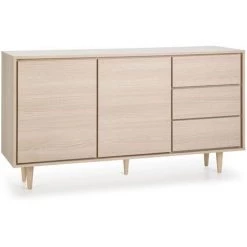 VS VENTA-STOCK Buffet Denia De 2 Portes Et 3 Tiroirs Couleur Chêne, 140cm (Largeur) 40cm(Profondeur) 76cm (Hauteur) - CHÊNE