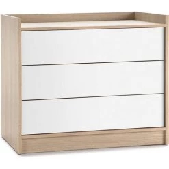 VS VENTA-STOCK Commode Moscú Avec 3 Tiroirs, Couleur Chêne/Blanc, 80 Cm (Largeur) 40 Cm (Profondeur) 73 Cm (Hauteur) - CHÊNE/BLANC
