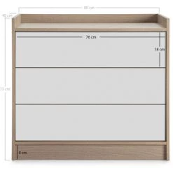 VS VENTA-STOCK Commode Moscú Avec 3 Tiroirs, Couleur Chêne/Blanc, 80 Cm (Largeur) 40 Cm (Profondeur) 73 Cm (Hauteur) - CHÊNE/BLANC 6 VS VENTA-STOCK Commode Moscú Avec 3 Tiroirs, Couleur Chêne/Blanc, 80 Cm (Largeur) 40 Cm (Profondeur) 73 Cm (Hauteur) - CHÊNE/BLANC -Buffet et enfilade Soldes 42754415 3