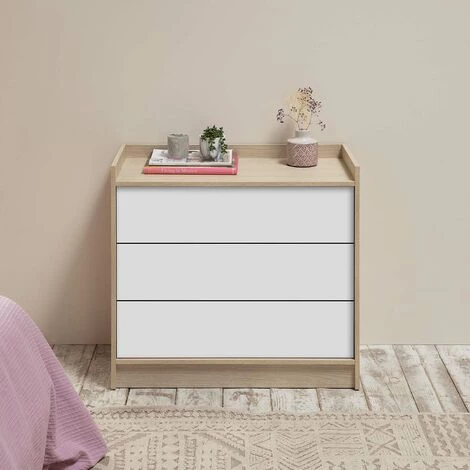 VS VENTA-STOCK Commode Moscú Avec 3 Tiroirs, Couleur Chêne/Blanc, 80 Cm (Largeur) 40 Cm (Profondeur) 73 Cm (Hauteur) - CHÊNE/BLANC 4 VS VENTA-STOCK Commode Moscú Avec 3 Tiroirs, Couleur Chêne/Blanc, 80 Cm (Largeur) 40 Cm (Profondeur) 73 Cm (Hauteur) - CHÊNE/BLANC – Image 4