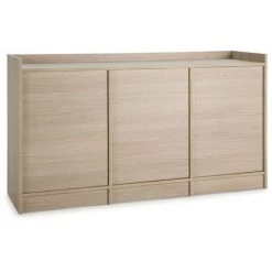 VS VENTA-STOCK Buffet Moscú 3 Portes Et 3 Niches Internes, Couleur Chêne, 139 Cm (Largeur) 40 Cm (Profondeur), 76 Cm (Hauteur) - CHÊNE