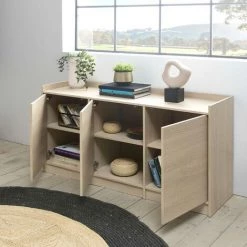 VS VENTA-STOCK Buffet Moscú 3 Portes Et 3 Niches Internes, Couleur Chêne, 139 Cm (Largeur) 40 Cm (Profondeur), 76 Cm (Hauteur) - CHÊNE 9 VS VENTA-STOCK Buffet Moscú 3 Portes Et 3 Niches Internes, Couleur Chêne, 139 Cm (Largeur) 40 Cm (Profondeur), 76 Cm (Hauteur) - CHÊNE -Buffet et enfilade Soldes 42754425 5