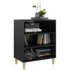 ASUPERMALL Buffet Noir Brillant 57x35x70 Cm Agglomere 7 ASUPERMALL Buffet Noir Brillant 57x35x70 Cm Agglomere -Buffet et enfilade Soldes 42792570 3