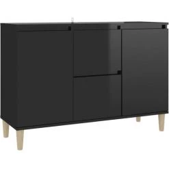 ASUPERMALL Buffet Noir Brillant 103,5x35x70 Cm Agglomere -Buffet et enfilade Soldes 42792608 2