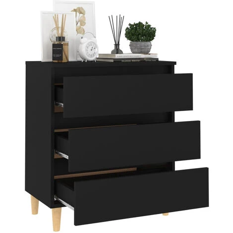 ASUPERMALL Buffet Noir 60x35x69 Cm Agglomere 3 ASUPERMALL Buffet Noir 60x35x69 Cm Agglomere – Image 3