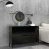 ASUPERMALL Buffet Noir 104x35x70 Cm Agglomere