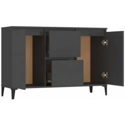 ASUPERMALL Buffet Gris Brillant 104x35x70 Cm Agglomere -Buffet et enfilade Soldes 42792673 4