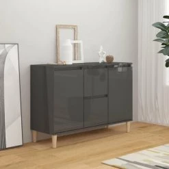 ASUPERMALL Buffet Gris Brillant 103,5x35x70 Cm Agglomere