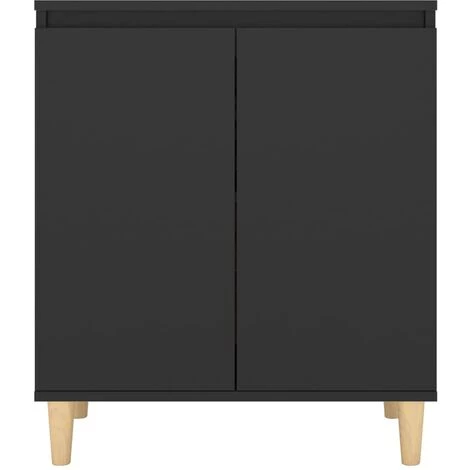 YOUTHUP Buffet Avec Pieds En Bois Massif Noir 60x35x70 Cm Aggloméré - Noir 5 YOUTHUP Buffet Avec Pieds En Bois Massif Noir 60x35x70 Cm Aggloméré - Noir – Image 5