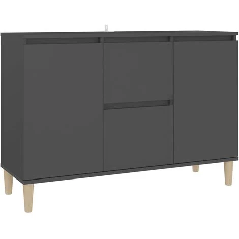YOUTHUP Buffet Gris 103,5x35x70 Cm Aggloméré - Gris 2 YOUTHUP Buffet Gris 103,5x35x70 Cm Aggloméré - Gris – Image 2