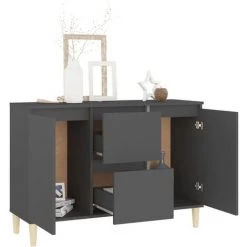 YOUTHUP Buffet Gris 103,5x35x70 Cm Aggloméré - Gris 7 YOUTHUP Buffet Gris 103,5x35x70 Cm Aggloméré - Gris -Buffet et enfilade Soldes 42823821 3