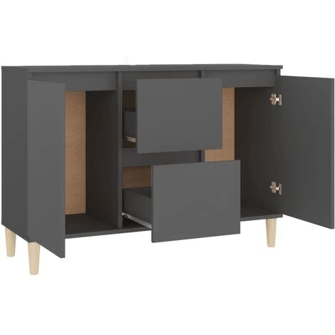 YOUTHUP Buffet Gris 103,5x35x70 Cm Aggloméré - Gris 4 YOUTHUP Buffet Gris 103,5x35x70 Cm Aggloméré - Gris – Image 4