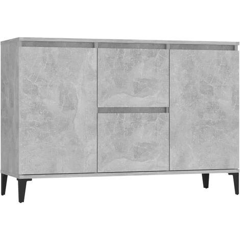 YOUTHUP Buffet Gris Béton 104x35x70 Cm Aggloméré - Gris 2 YOUTHUP Buffet Gris Béton 104x35x70 Cm Aggloméré - Gris – Image 2