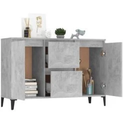 YOUTHUP Buffet Gris Béton 104x35x70 Cm Aggloméré - Gris 7 YOUTHUP Buffet Gris Béton 104x35x70 Cm Aggloméré - Gris -Buffet et enfilade Soldes 42823844 3