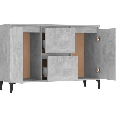 YOUTHUP Buffet Gris Béton 104x35x70 Cm Aggloméré - Gris 4 YOUTHUP Buffet Gris Béton 104x35x70 Cm Aggloméré - Gris – Image 4