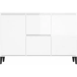 YOUTHUP Buffet Blanc Brillant 104x35x70 Cm Aggloméré - Blanc -Buffet et enfilade Soldes 42823849 5