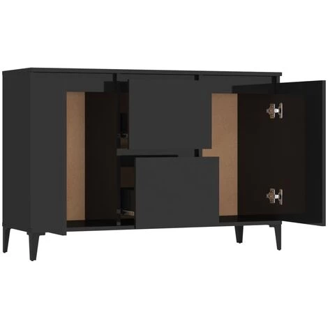 YOUTHUP Buffet Noir Brillant 104x35x70 Cm Aggloméré - Noir 4 YOUTHUP Buffet Noir Brillant 104x35x70 Cm Aggloméré - Noir – Image 4