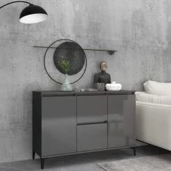 YOUTHUP Buffet Gris Brillant 104x35x70 Cm Aggloméré - Gris