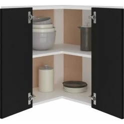 YOUTHUP Armoire D'angle Suspendue Noir 57x57x60 Cm Aggloméré - Noir -Buffet et enfilade Soldes 42823904 4