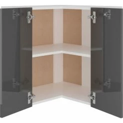 YOUTHUP Armoire D'angle Suspendue Gris Brillant 57x57x60 Cm Aggloméré - Gris 9 YOUTHUP Armoire D'angle Suspendue Gris Brillant 57x57x60 Cm Aggloméré - Gris -Buffet et enfilade Soldes 42823915 5