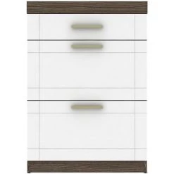 LES TENDANCES Commode 1 Tiroir 2 Portes Bois Chêne Foncé Et Blanc Essil