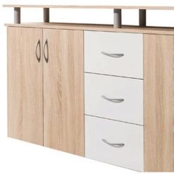 ARGONAUTA ITALIA Buffet Mobile 4 Portes 3 Tiroirs Coloris Chêne Sonoma 155x35xh.83 Cm -Buffet et enfilade Soldes 42835848 2