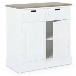 BIZZOTTO Buffet En MDF Deux Portes Deux Tiroirs Bianca DOROTEA 84x39,5x H85 Cm -Buffet et enfilade Soldes 42836171 4