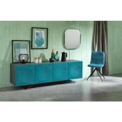 ARGONAUTA Buffet 4 Portes 8 Compartiments Intérieurs Forme Concave Vert Pétrole 47x201xh. 62cm -Buffet et enfilade Soldes 42836210 3