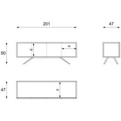 ARGONAUTA Buffet 4 Portes 8 Compartiments Intérieurs Forme Concave Vert Pétrole 47x201xh. 62cm -Buffet et enfilade Soldes 42836210 4