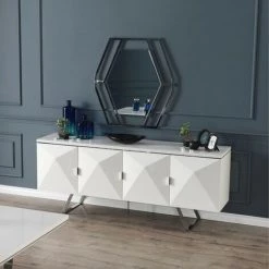 ARGONAUTA Buffet Blanc à Quatre Portes ENZIO 208x53x H84 Cm