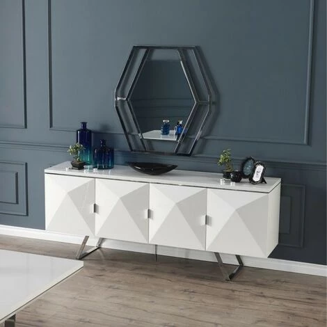 ARGONAUTA Buffet Blanc à Quatre Portes ENZIO 208x53x H84 Cm 1 ARGONAUTA Buffet Blanc à Quatre Portes ENZIO 208x53x H84 Cm