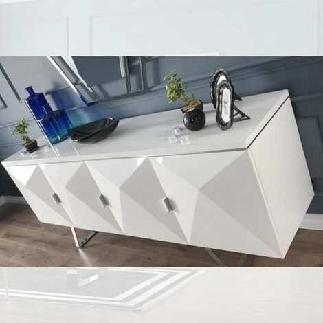 ARGONAUTA Buffet Blanc à Quatre Portes ENZIO 208x53x H84 Cm 4 ARGONAUTA Buffet Blanc à Quatre Portes ENZIO 208x53x H84 Cm – Image 4
