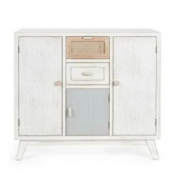 BIZZOTTO Buffet Trois Portes Et Deux Tiroirs En Bois Blanc CLOTILDE 87x36x H80 Cm -Buffet et enfilade Soldes 42837325 3