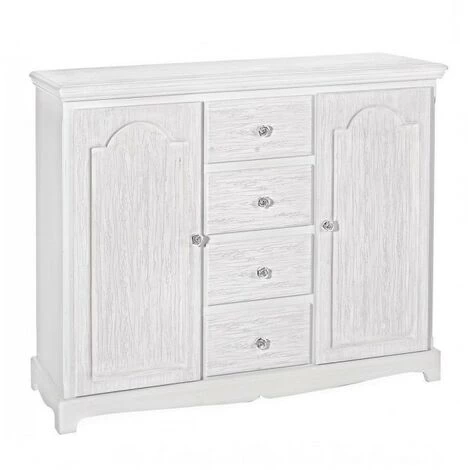 BIZZOTTO Buffet En MDF Deux Portes Quatre Tiroirs Bianca BLANC 100x40x H80 Cm 1 BIZZOTTO Buffet En MDF Deux Portes Quatre Tiroirs Bianca BLANC 100x40x H80 Cm