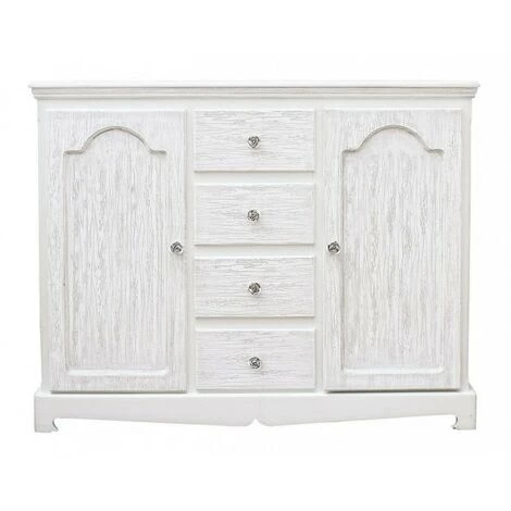 BIZZOTTO Buffet En MDF Deux Portes Quatre Tiroirs Bianca BLANC 100x40x H80 Cm 2 BIZZOTTO Buffet En MDF Deux Portes Quatre Tiroirs Bianca BLANC 100x40x H80 Cm – Image 2
