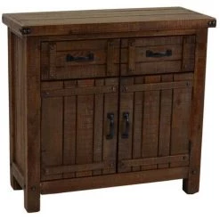 VACCHETTI Meuble De Salon 2 Tiroirs 2 Portes Noyer Campagnard 85x36xh.80 Cm