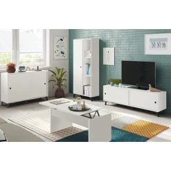 Buffet 2 Portes Coloris Blanc - Hauteur 87 X Longueur 120 X Profondeur 40 Cm -PEGANE- -Buffet et enfilade Soldes 42853493 4