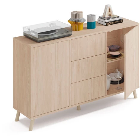 Buffet 2 Portes + 4 Tiroirs Coloris Effet Bois - Hauteur 90 X Longueur 140 X Profondeur 40 Cm -PEGANE- 1 Buffet 2 Portes + 4 Tiroirs Coloris Effet Bois - Hauteur 90 X Longueur 140 X Profondeur 40 Cm -PEGANE-