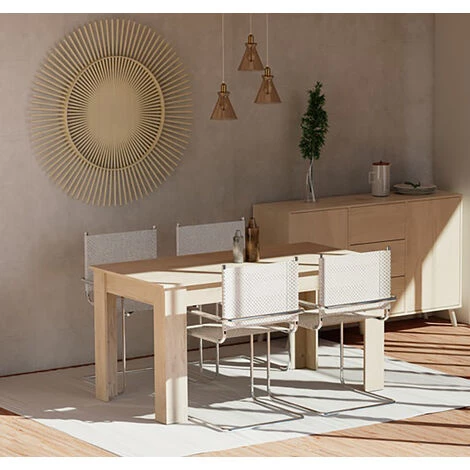 Buffet 2 Portes + 4 Tiroirs Coloris Effet Bois - Hauteur 90 X Longueur 140 X Profondeur 40 Cm -PEGANE- 3 Buffet 2 Portes + 4 Tiroirs Coloris Effet Bois - Hauteur 90 X Longueur 140 X Profondeur 40 Cm -PEGANE- – Image 3