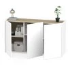 Buffet 3 Portes Coloris Blanc/cambrian - Hauteur 80 X Longueur 140 X Profondeur 40 Cm -PEGANE-