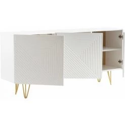 MILIBOO Buffet Design Blanc Et Doré 3 Portes L160 Cm OZEN - Blanc -Buffet et enfilade Soldes 43110540 3