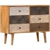 TRUE DEAL Buffet Avec Motif Imprimé 90x30x70 Cm Bois De Manguier Massif