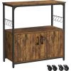 VASAGLE Îlot Central De Cuisine, Meuble De Rangement, Buffet, Sur Roulettes, Placard, Avec Portes, 8 Crochets, Armoire, Pour Salle à Manger, Salon, Cuisine, Marron Rustique Et Noir Par SONGMICS LSC093B01 - Marron Rustique Et Noir