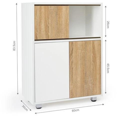 Meuble De Rangement , Armoire Latérale, Combinaison De Couleur Blanc Et Bois Naturel, Armoire De Rangement ,Meerveil 3 Meuble De Rangement , Armoire Latérale, Combinaison De Couleur Blanc Et Bois Naturel, Armoire De Rangement ,Meerveil – Image 3