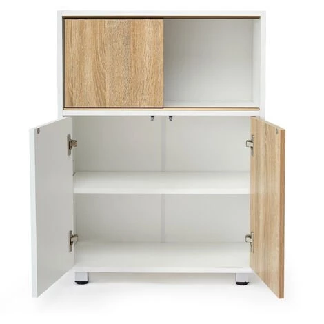 Meuble De Rangement , Armoire Latérale, Combinaison De Couleur Blanc Et Bois Naturel, Armoire De Rangement ,Meerveil 5 Meuble De Rangement , Armoire Latérale, Combinaison De Couleur Blanc Et Bois Naturel, Armoire De Rangement ,Meerveil – Image 5