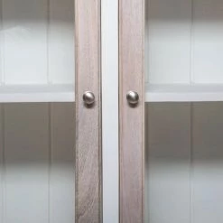 Haut De Buffet Coloris Blanchi En Bois - L. 140 X L. 40 X H. 120 Cm -PEGANE- -Buffet et enfilade Soldes 43530187 2