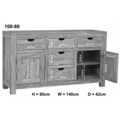 MASSIVMOEBEL24.DE Buffet 140x42 Palissandre Huilé Gris Taupe NATURE GREY #80 - Gris -Buffet et enfilade Soldes 43589494 4