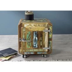 MASSIVMOEBEL24.DE Meuble D'appoint 50x38 Bois De Récupération Laqué Multicolore FREEZY #05 - Multicolore -Buffet et enfilade Soldes 43589602 3