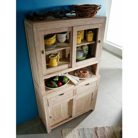 MASSIVMOEBEL24.DE Buffet 110x45 Acacia Blanchi Blanc NATURE WHITE #64 - Brun Clair 2 MASSIVMOEBEL24.DE Buffet 110x45 Acacia Blanchi Blanc NATURE WHITE #64 - Brun Clair – Image 2